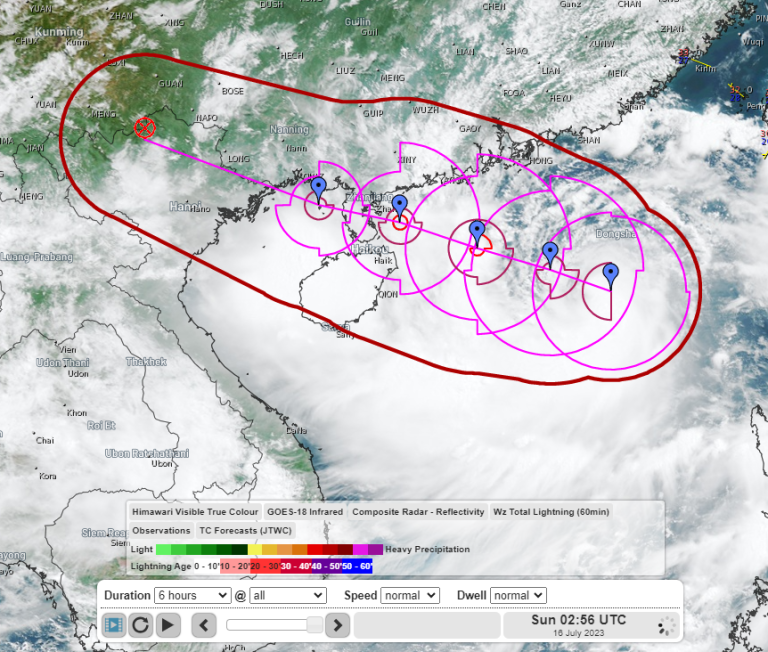 Broad trough of low pressure brings heavy showers to southern China as Tropical Cyclone Co-may approaches