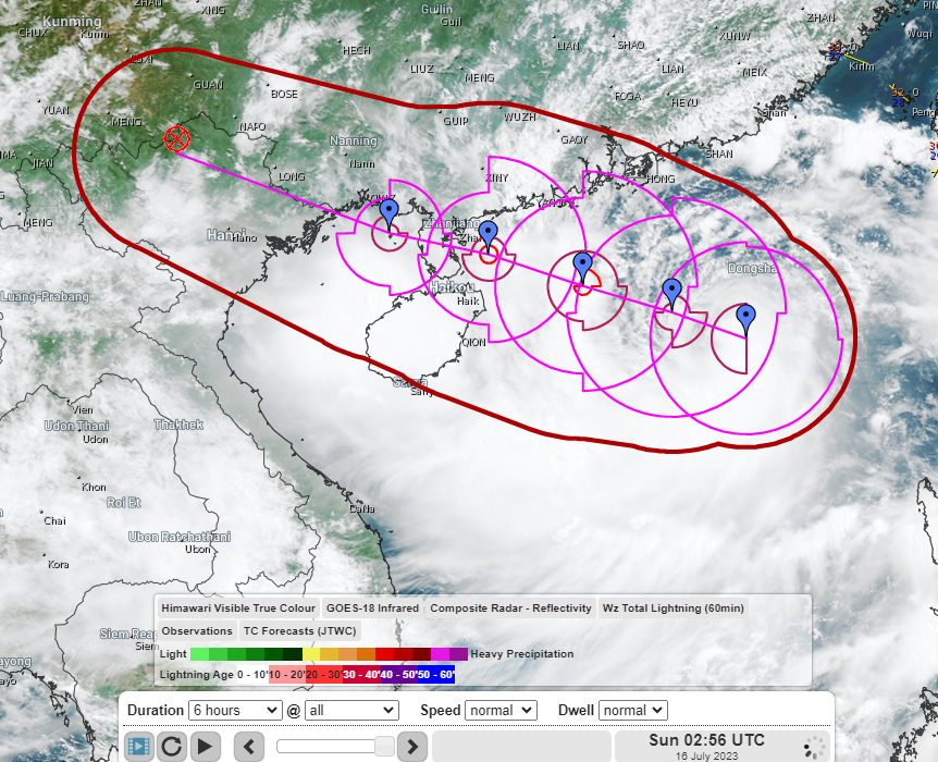 Broad trough of low pressure brings heavy showers to southern China as Tropical Cyclone Co-may approaches