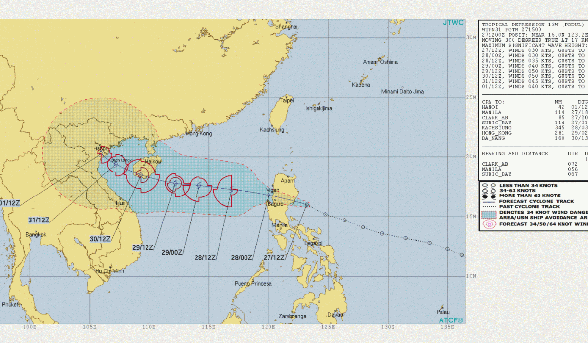 Anticyclone brings extreme heat to southern China as Tropical Cyclone Podul approaches Taiwan and Guangdong with heavy rain